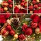 Large Lighted Outdoor Christmas Wreath with Red Gold Xmas Balls (Red/Gold) 4"D x 30"W x 30"H